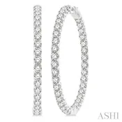 10 Ctw Inside-Out Round Cut Diamond 1 3/4 Inch Hoop Earrings in 14K White Gold