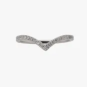 14KT White Gold 0.19CTW Pave Set Round Diamond Contoured Ring