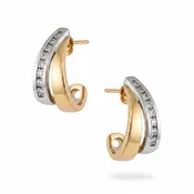 1/3 ctw Diamond J Hoop Earrings | 14kt Two-Tone Gold Fine Jewelry