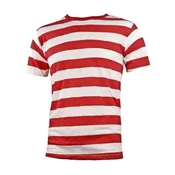 Adult Red and White Short Sleeve Striped Shirt