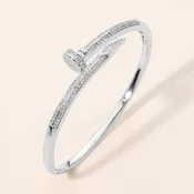 CZ Pave Nail Hinged Bangle Bracelet