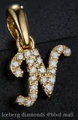0.079 Ct. Diamond 10 Kt Gold (Yellow). Initial Letter/Alphabet "N" Pendant. (Women).