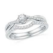 10k White Gold Diamond Bridal Wedding Set 1/3 CTTW