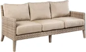 Alfresco Home Cornwall Woven Wood Deep Seating Conversation Set with Sunbrella Cast Shale Cushions