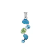 Blue Topaz and Opal Abstract Pendant