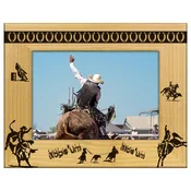 Engraved Alderwood Frame - A-FRM_-10-0010 - Rope Um and Ride Um