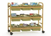 Bamboo Book Browser with Sage Tubs