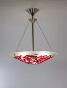 Frosted Ruby Coral Bowl Pendant Chandelier