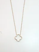 10K,Yellow gold, .10 diamond total weight, clover pendant.