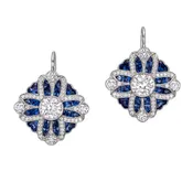 Art-Deco Inspired Sapphire and Diamond Earrings