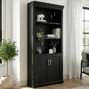 Abby Bookcase with Doors Black