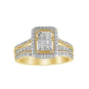 LADIES BRIDAL RING SET 1/3 CT ROUND/PRINCESS DIAMOND 10K YELLOW GOLD