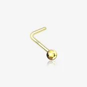 14 Karat Gold Ball Top L-Shaped Nose Ring