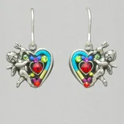 Firefly Cherub Red Heart Earring