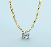 14K Gold Round Cubic Zirconia Solitaire Pendant. Diamond Veneer 635P100Mk