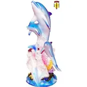 13" Dolphins Swimming Up Sculpture