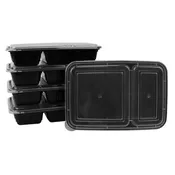 Home Basic 10 Piece 2 Compartment BPA-Free Plastic Meal Prep Containers, Black $3.00 EACH, CASE PACK OF 12