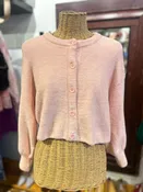 Alice + Olivia Pink Nylon Blend fuzzy Cropped Button Up Sweater