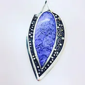 Purple Charoite, Argentium Forged, granulated and filigree silver