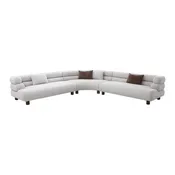 3-Piece Benton Performance Boucle Fabric Sectional in Stone