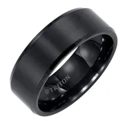 Bevel Edge Satin Center Classic Wedding Band