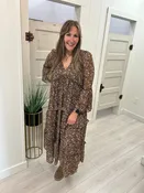 Brown Floral Print Dress