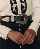 Stetson & THE GREAT. The Big Buckle Belt. -- Black With Silver