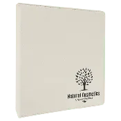 10 1/2" x 11 1/2" White Laserable Leatherette 3 Ring Binder with 1" Slant DRings