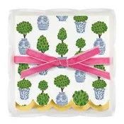 Acrylic Cocktail Napkin Tray & Napkins - Topiaries