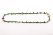 Bracelet - 24k gold, Emerald, Pink Sapphire