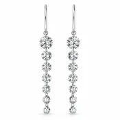 14K White Gold 2.01ctw Lab Grown Round Brilliant Pierced Diamond Dangle French Hook Earrings