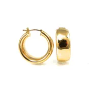Estate Wide Yellow Gold Hoops