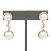14k White Cultured South Sea Pearl & 1.25ctw Diamond Drop Post Earrings #E23-142