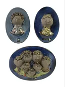 Aimo Nietosvuori for JIE Gantofta Keramik Verkstad Trio of Pottery Wall Plaques 1970s Sweden