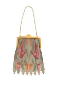 1920s Gold Ribbed Frame Tulip Mesh Bag