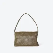 Allan K Caroline Medium Dama Woven Leather Bag | Juniper (Khaki)