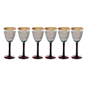Amber Rim Blown Glass Wine Glasses - Set of 6