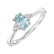 10K White Gold Aquamarine Diamond Ring