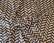 100% Polyester Charmeuse Brown Beige Chevron Print #230324