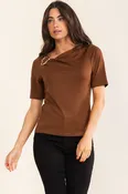ASYMMETRICAL NECKLINE FASHION TEE