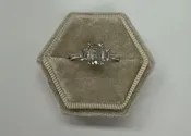 14k White Gold Genuine 1.40 Cttw Lab Grown Emerald Cut Diamond Three Stone Ring