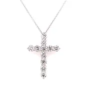 14K White Gold Diamond Cross Pendant