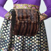 1940s Mink Fur Muff w/ Satin Lining and Crushed Velvet Purse
