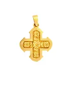 Byzantine cross necklace hand engraved-14K solid gold