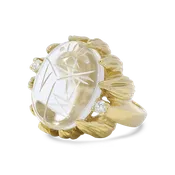 1870 Collection 14k Yellow Gold Oval Quartz Scarab & Diamond Ring
