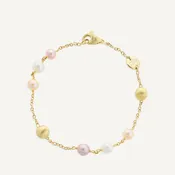 AFRICA 18K Yellow Gold Bracelet with Multi-Colored Pearls, 7.25"