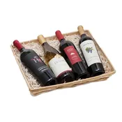 4 Bottle Flat Tray Basket - Willow Wicker