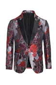 Blazer Satin floral design in Burgundy/Silver
