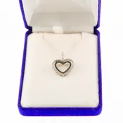 Black and White Diamond Heart Pendant with Chain