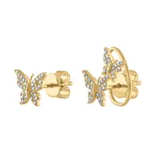 14KT GOLD DIAMOND ASYMMETRICAL BUTTERFLY EARRING